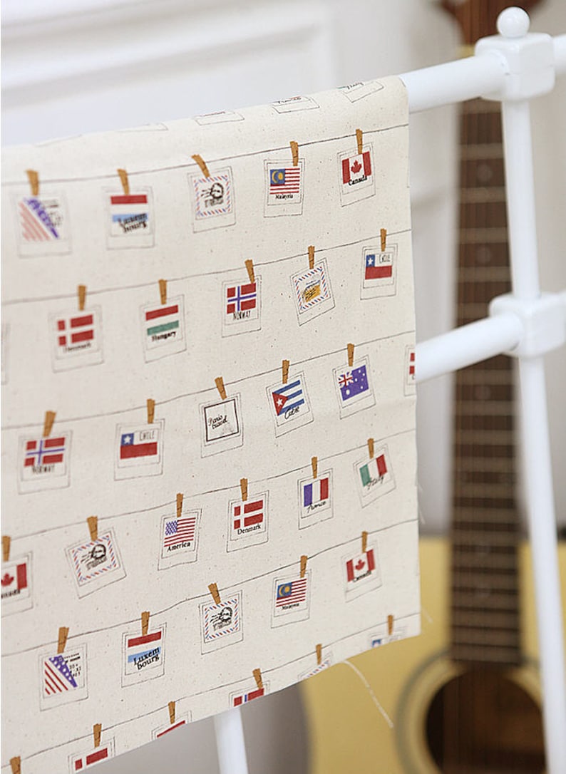 Cotton Fabric World Flags by the Yard 49714 Etsy