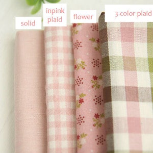 Cotton Fabric Indi Pink-holic Series Solid, Indi Pink Plaid, Flower, 3-Color Plaid By the Yard 24196 42449-1 image 2