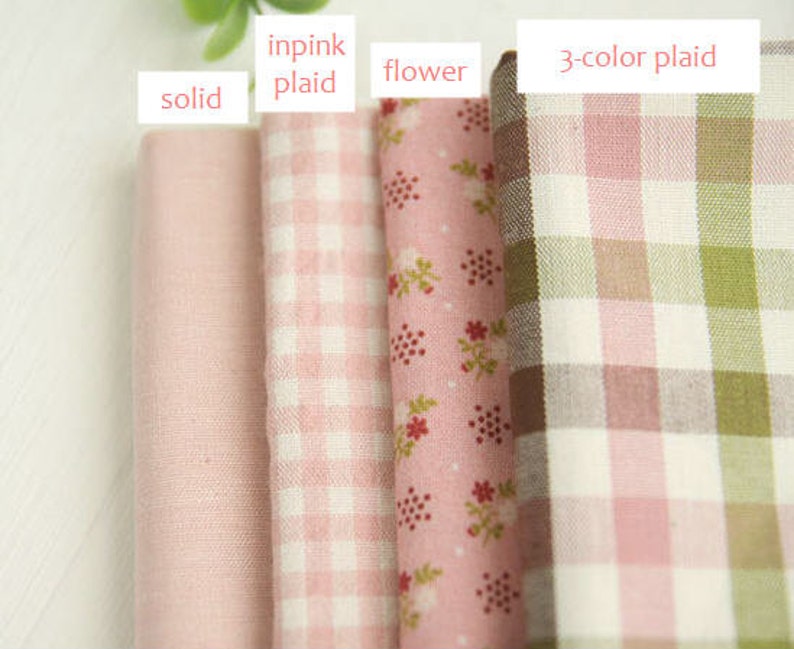 Cotton Fabric Indi Pink-holic Series Solid, Indi Pink Plaid, Flower, 3-Color Plaid By the Yard 24196 42449-1 image 2