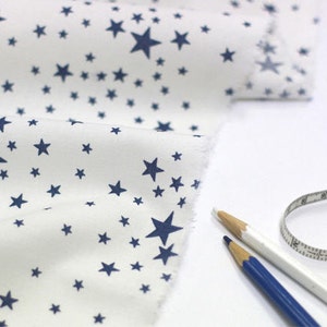 Stars Cotton Fabric Blue Stars, White Stars or Blue Stripes By the Yard 87281 image 3
