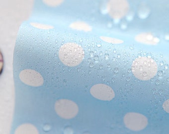 Waterproof Fabric White Dots, Quality Korean Fabric, Polka dots Waterproof - Blue - By the Yard /30010