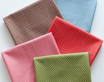 Non-slip Fabric, White Polka Dots - Pink, Red, Blue, Green or Brown - By the Yard /71961