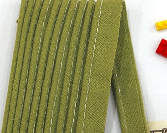 Natural Linen Piping Tape - In Olive Green - 3 yards - One pack / 81699