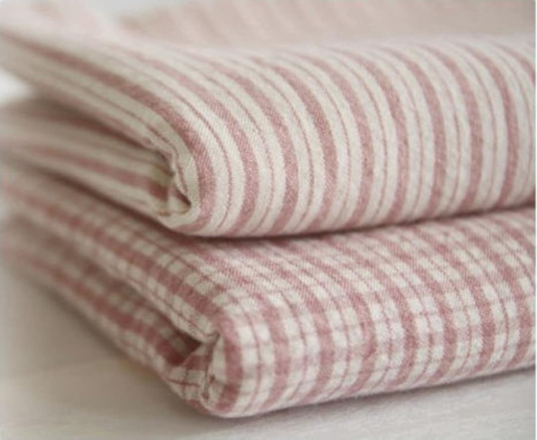 Prewashed Cotton Yarn Dyed Plaid or Stripes Pink by the Yard /23790 Etsy