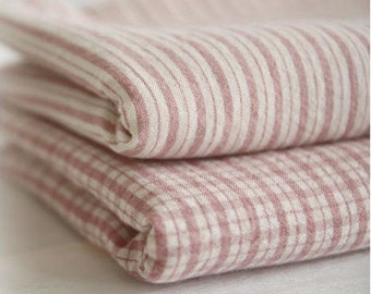 Pre-washed Cotton Yarn Dyed Plaid or Stripes - Pink - By the Yard /23790