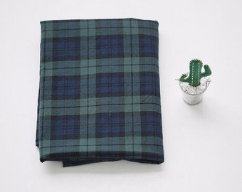 Lightweight and Thin Cotton Fabric, Black Watch Fabric, Lawn Fabric, Quality Korean Fabric, Green Checker Fabric - By the Yard /94133