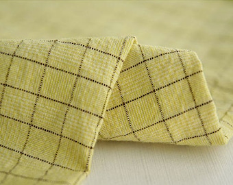 1.2 cm Plaid Cotton Fabric, Yellow Checker Cotton Fabric, Brown Check Fabric, Yarn Dyed Fabric, Quality Korean Fabric - By the Yard /25336