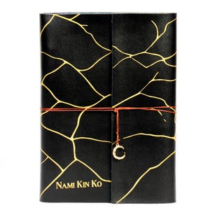 Black Leather Demonstration Notebook | Kintsugi Journal A5 Binder | Elegant Wellness Gift