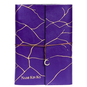 Purple Leather Manifestation Notebook | Kintsugi Journal A5 Binder | Introspective Gift for Women