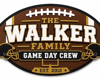 Personalized Football Family Sign, Custom Game Day Door Decor, Layered Acrylic Football Sign, Sports Family Gift