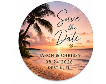 Personalized Save the Date Magnet, 3 Inch Acrylic Wedding Announcement, Custom Fridge Magnet, Wedding Date Keepsake, Choice of 8 Designs