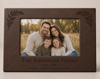 Personalized Family Leather (faux) 5x7 Photo Frame
