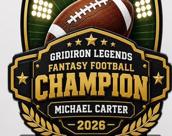 Personalized Fantasy Football Champion Trophy, Custom League Winner Award, Layered Acrylic Football Championship