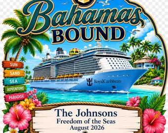Personalized Royal Caribbean Cruise Door Magnet, Custom Family Birthday Anniversary Girls Trip