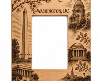Washington DC Engraved Wooden Photo Frame