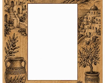 Greece Engraved Wood Photo Frame
