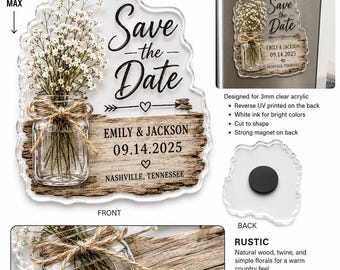 Personalized Acrylic Save the Date Magnet