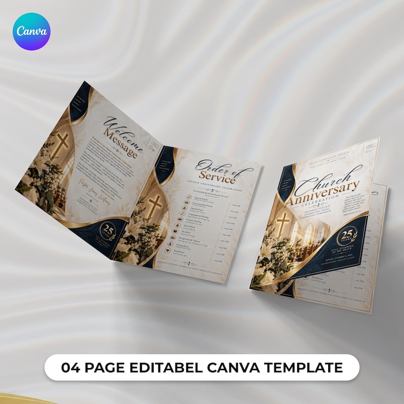 Church Anniversary Program Template, Church Program Canva Template ...