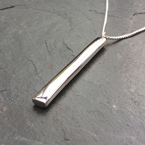 Solid Sterling Silver Smooth Polished Simply Elegant Bar Pendant Necklace