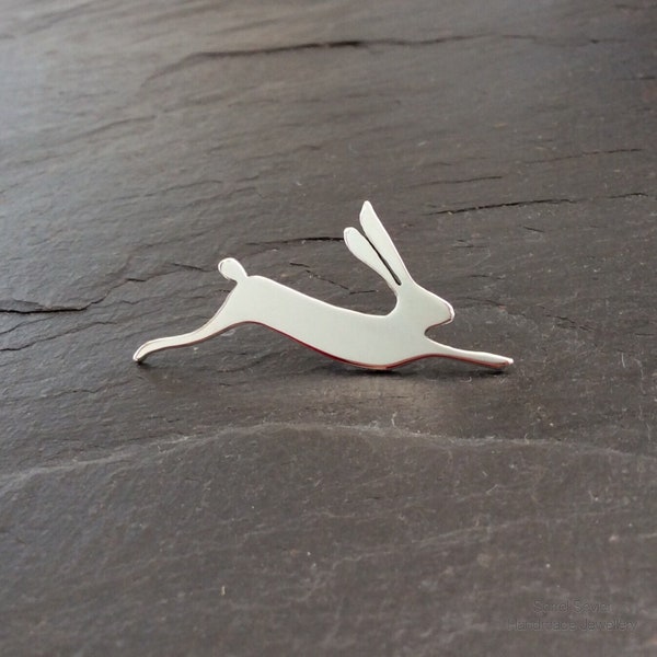 Sterling Silver Running Hare Brooch, Hare lover brooch, Hare lover jewellery, hare gift, pin brooch