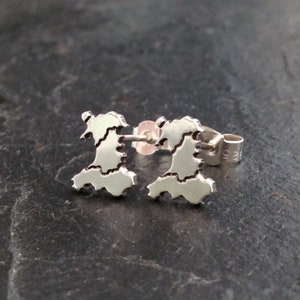 Welsh Map Stud Earrings