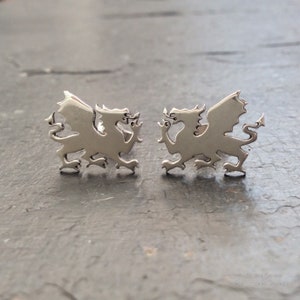 Sterling silver Welsh dragon stud earring, gift from Wales, welsh gift, welsh earrings, welsh dragon jewellery, welsh dragon earrings