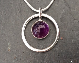 Amethyst in a circle necklace