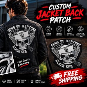 Parche trasero para chaqueta bordado a medida / Aplique vaquero personalizado / Insignia grande de motorista / Accesorio de ropa de motociclista