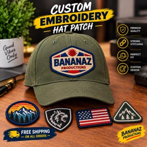 Parche bordado personalizado para gorra / Parche con logotipo personalizado para gorra / Insignia para coser o planchar (disponible en grandes cantidades)