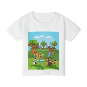 Kids Park Playground Scene Toddler T-shirt | Front Playground Back Underwater