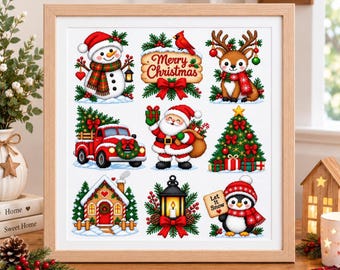 Holiday Cross Stitch Pattern PDF, Nine Christmas Designs for Winter Embroidery