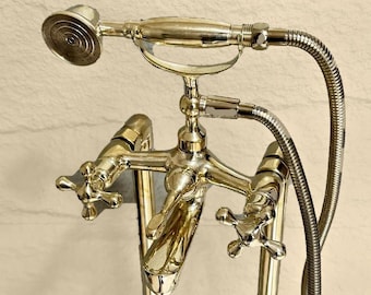 Brass Freestanding Tub Filler – Hand Shower Included