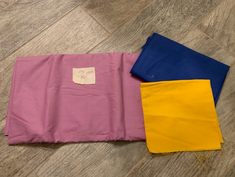 Yellow Green and Black About 7 Yards of Vintage New Solid Color Cotton Fabrics for Sewing in Lavender Indigo