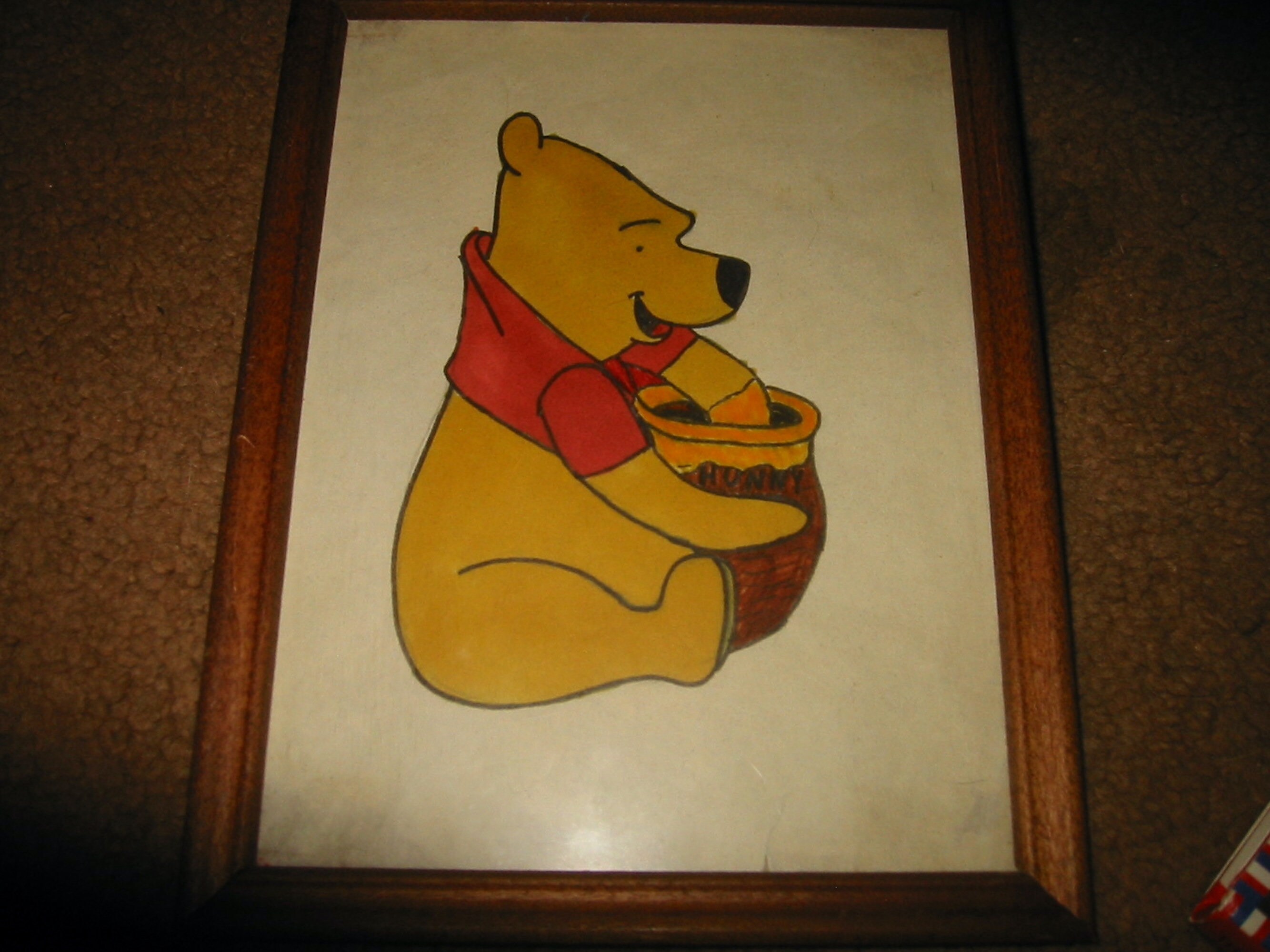 1970s Hand-drawn Winnie-the-pooh Colored Pencil Framed Sketch 6 X 8 - Etsy