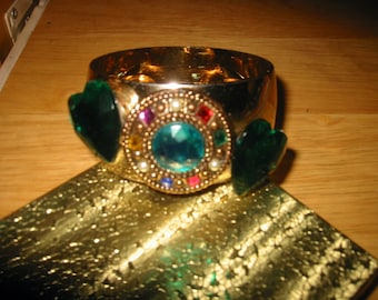 Custom Made "Goddess Athena" Upcycled Acrylic Bangle Bracelet (OOAK)