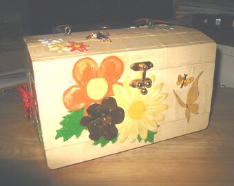 1950s Linera “Flower Garden" Upcycled Jewelry Embellished Box Bag (OOAK)