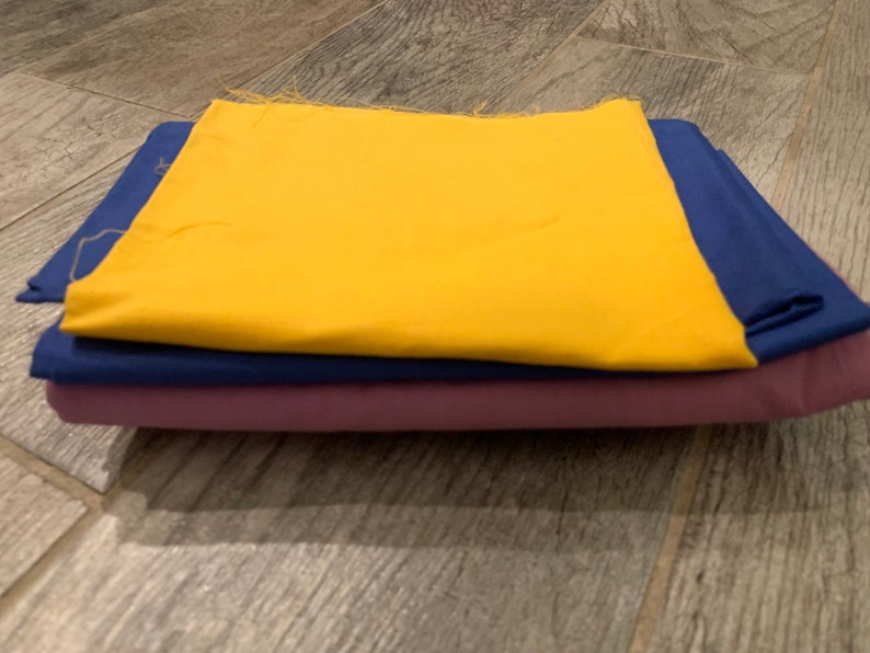 Yellow Green and Black About 7 Yards of Vintage New Solid Color Cotton Fabrics for Sewing in Lavender Indigo