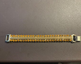 1960s CORO (Pegasus) Gold Braided & Topaz Crystal Bracelet