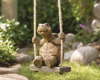 Statue de tortue suspendue à la main, sculpture décorative pour jardin, pelouse ou terrasse, en résine, cadeau idéal pour une pendaison de crémaillère en extérieur.