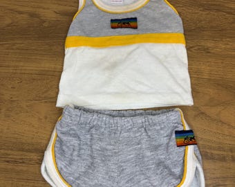 Vintage Nice 'n Neat Baby 2-Piece Outfit Rainbow Horse Tank & Shorts Set 9 Months