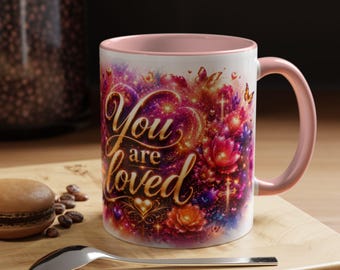 You Are Loved Coffee Mug  Romans 8:39 Christian Mug Inspirational Bible Verse Gift