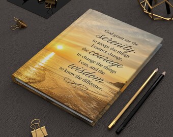 Serenity Prayer Journal  Golden Sunset Hardcover Notebook  Inspirational Faith Gift