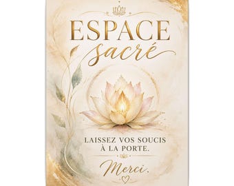Espace sacré,  Toile murale zen avec lotus,  Décoration spirituelle et apaisante