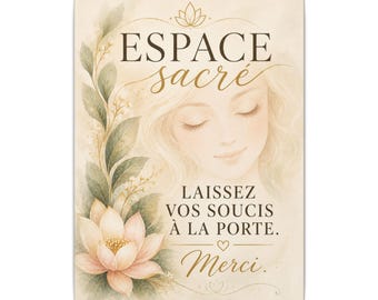 Espace Sacré  Laissez vos soucis à la porte | Cadre mural zen et apaisant