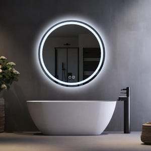 Round LED Bathroom Mirror, Touch Sensor Vanity Mirror, Frameless Lighted Wall Mirror, Modern Backlit Mirror, Spa Bathroom Decor, Gift Ideas