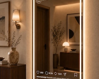 Personalized LED Profile Mirror, Engraved Social Media Inspired Mirror, Custom Username Photo Mirror, Modern Wall Decor, Unique Gift for Her