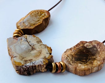 Petrified Wood Sliding Stone Necklace