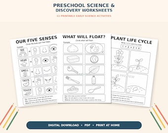 Preschool Science Worksheets: 11 Printable Pre-K Nature, Weather and Five Senses Activities