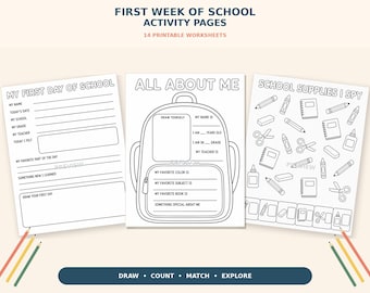 First Week of School Activities: 14 Printable Preschool and Kindergarten Worksheets