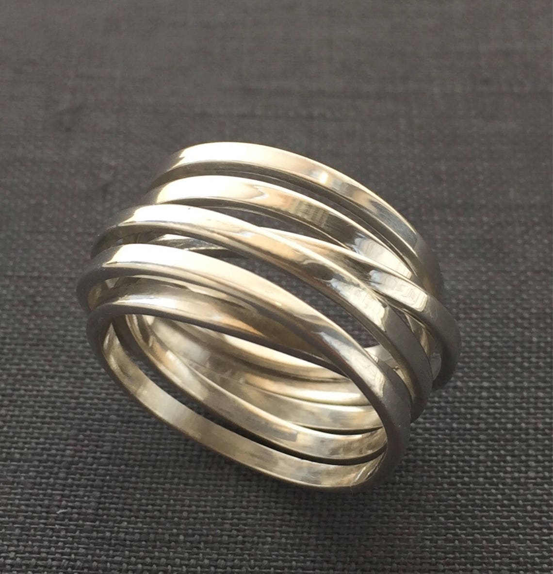Wrapped Silver Ring//Sculptural Band//Silver Wire Ring | Etsy